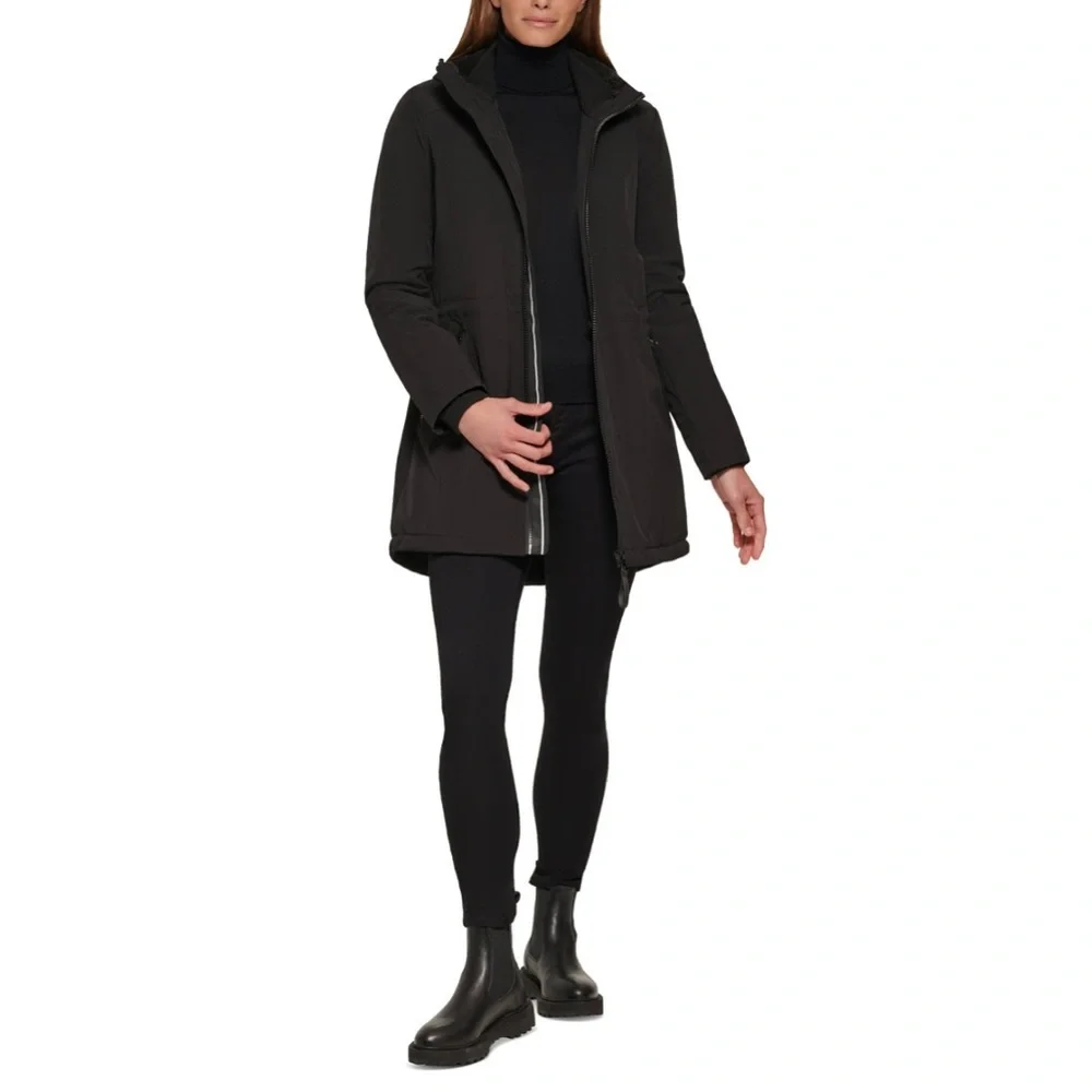 Calvin Klein Women’s Hooded Faux-Fur-Lined Anorak Raincoat S - Picture 2 of 16